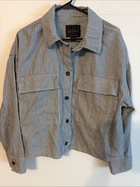 Sanctuary Navy and White Striped Button Demin style Jacket. Large. 💯 cotton.